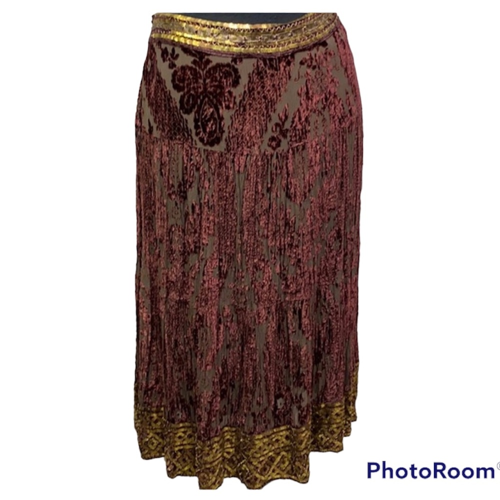 Saks Fifth Avenue Velvet Metal Trim Skirt